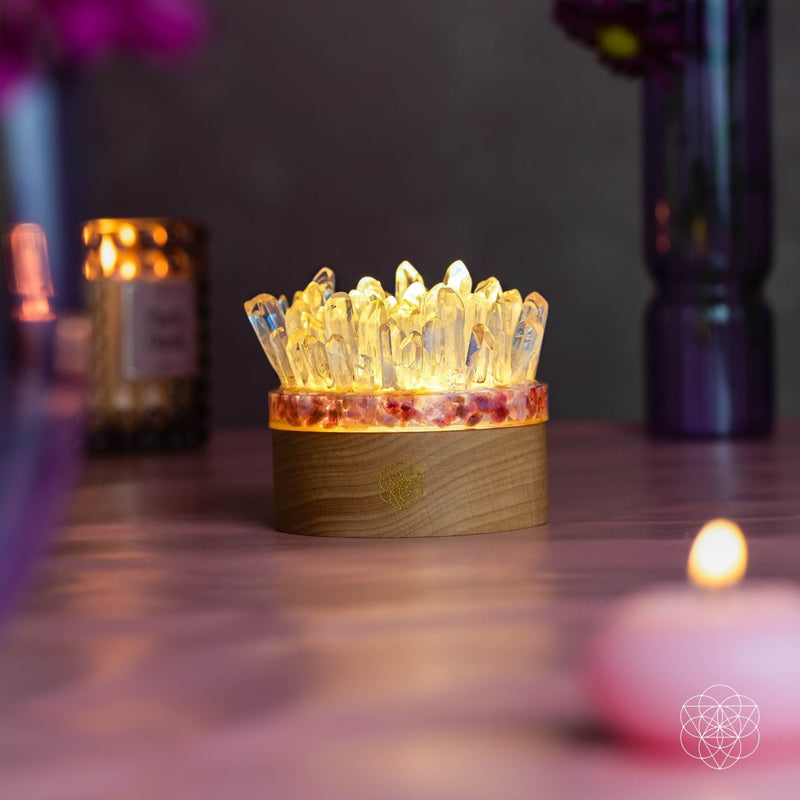 Find My Peace Quartz & Tourmaline Lamp of Blooming Tranquility CI514 🌸💦🌸