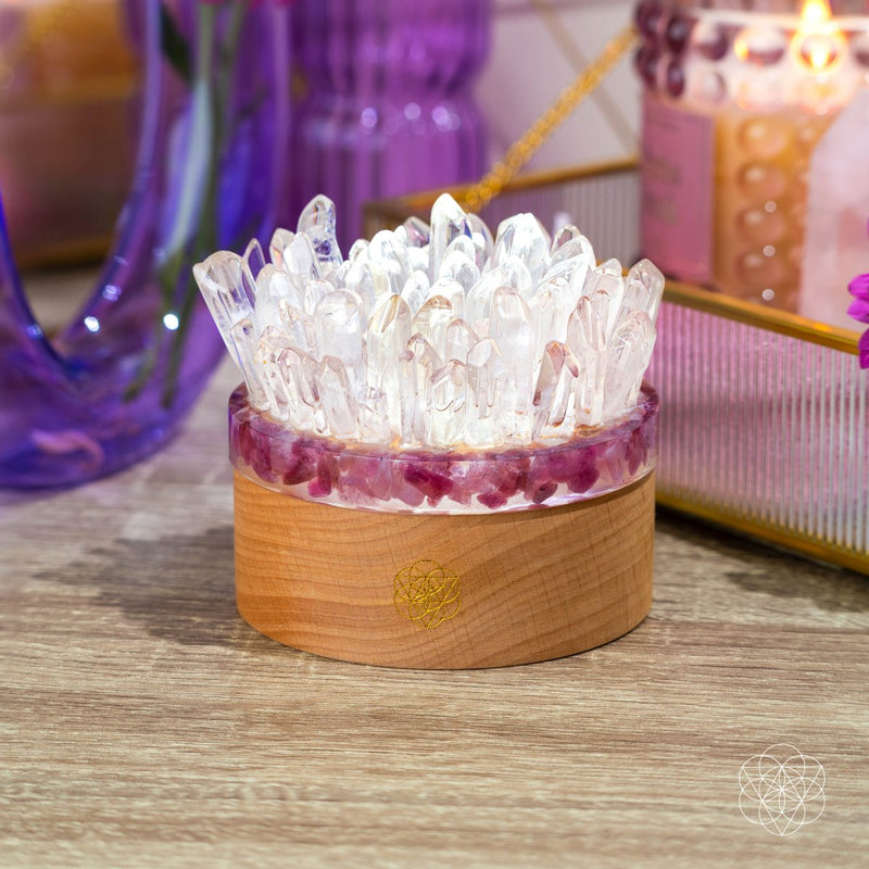 Find My Peace Quartz & Tourmaline Lamp of Blooming Tranquility CI514 🌸💦🌸