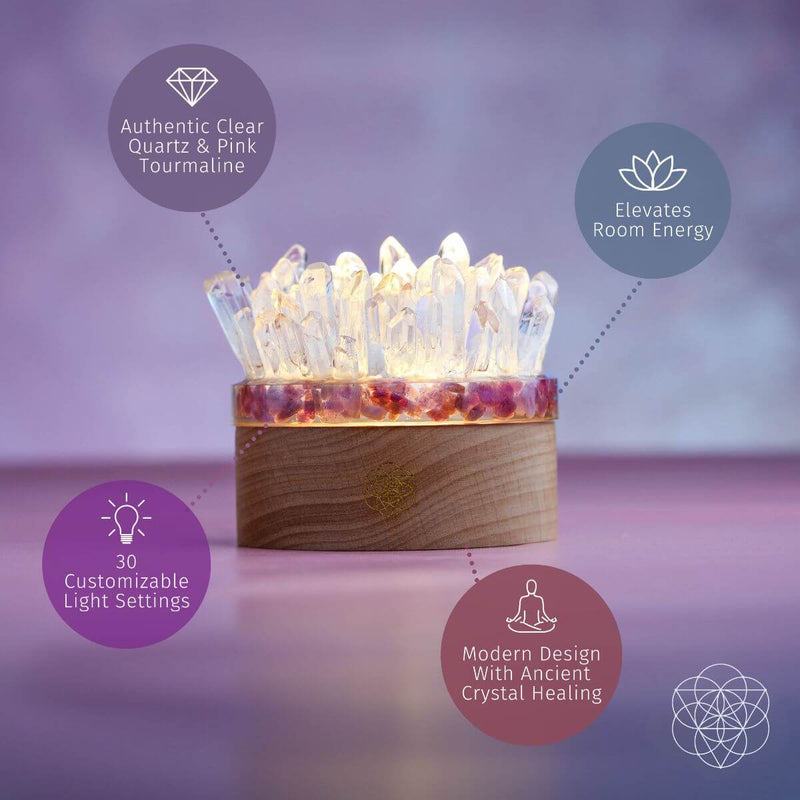 Find My Peace Quartz & Tourmaline Lamp of Blooming Tranquility CI514 🌸💦🌸