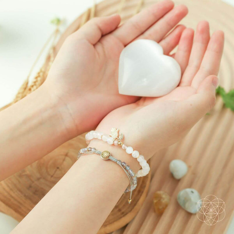 Citrine, Moonstone, Labradorite Prosperity 2 Bracelet Set, Gold Plated Hand of Fortune CI469 💛