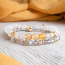 Citrine, Moonstone, Labradorite Prosperity 2 Bracelet Set, Gold Plated Hand of Fortune CI469 💛