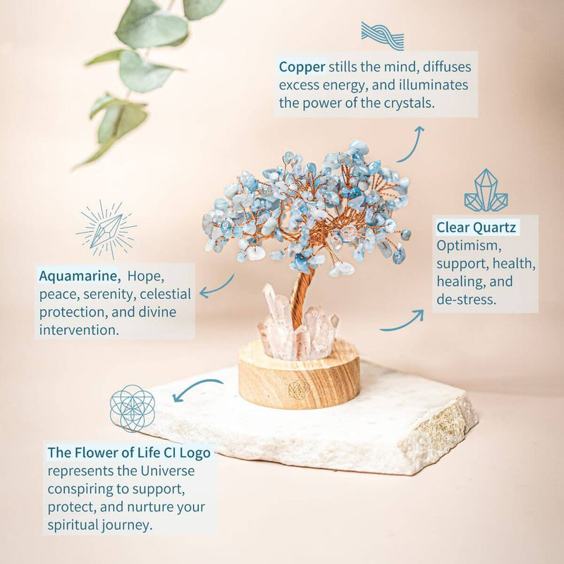 Aquamarine Tree Guardian Angel Lamp of Protection CI471 🧚