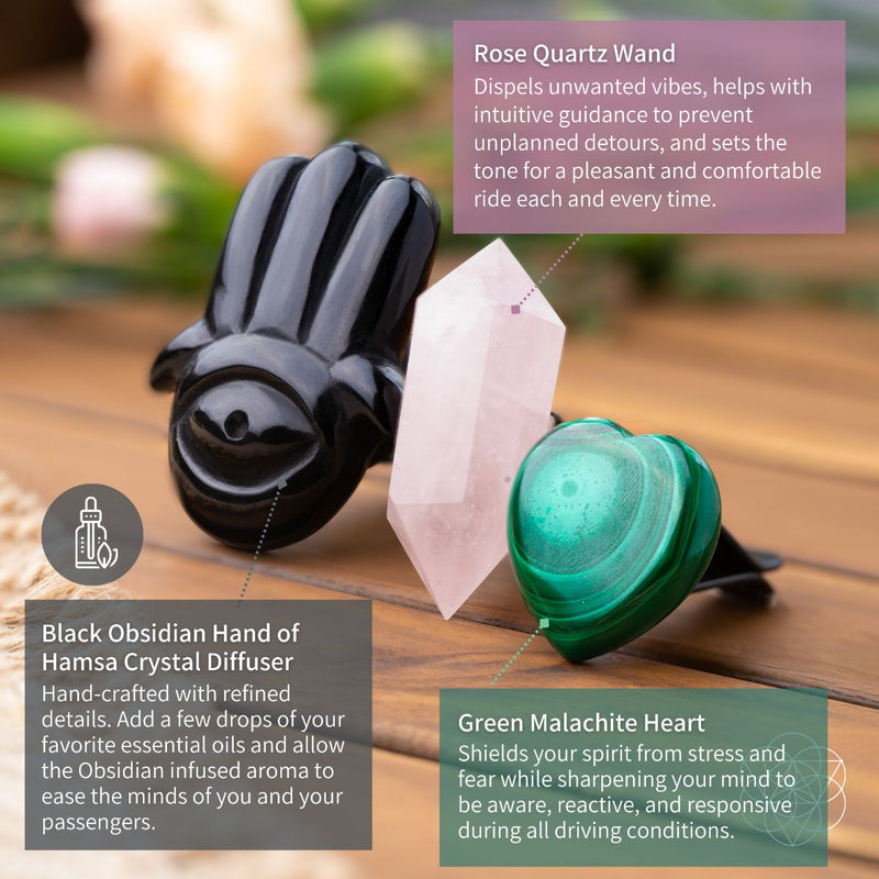 Hamsa Hand of Safe Travels: Aromatherapy Crystal Car Kit CI492 🌟🪻🌟