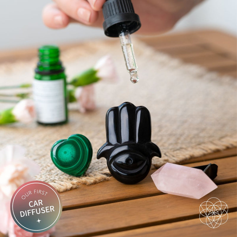 Hamsa Hand of Safe Travels: Aromatherapy Crystal Car Kit CI492 🌟🪻🌟