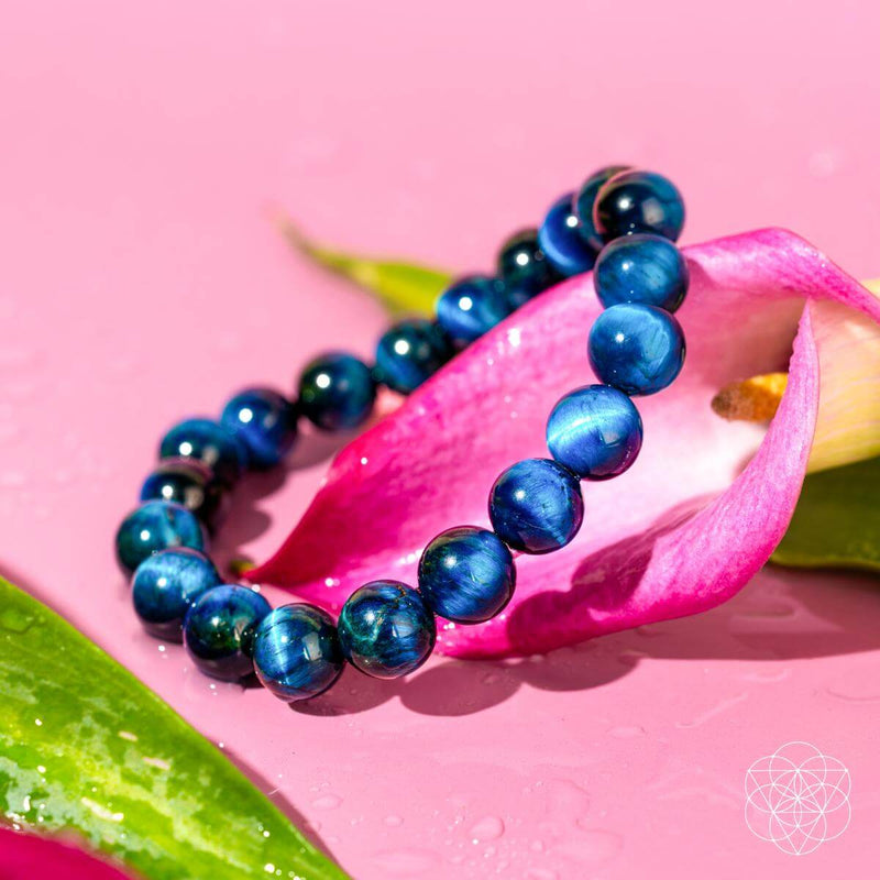 Hawk’s Focus – Royal Blue Tiger’s Eye Bracelet, Large 10mm Beads CI595 💙