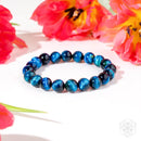 Hawk’s Focus – Royal Blue Tiger’s Eye Bracelet, Large 10mm Beads CI595 💙