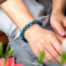 Hawk’s Focus – Royal Blue Tiger’s Eye Bracelet, Large 10mm Beads CI595 💙