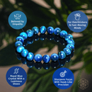Hawk’s Focus – Royal Blue Tiger’s Eye Bracelet, Large 10mm Beads CI595 💙