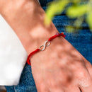 Eight-Strand Red String & Sterling Silver Infinity Charm Prosperity Bracelet CI545 🩷
