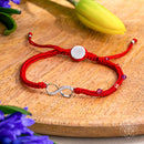 Eight-Strand Red String & Sterling Silver Infinity Charm Prosperity Bracelet CI545 🩷