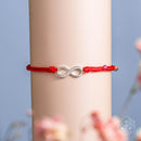 Eight-Strand Red String & Sterling Silver Infinity Charm Prosperity Bracelet CI545 🩷