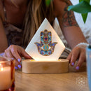Selenite Hamsa Mood Lamp of Rejuvenation CI562 🪭