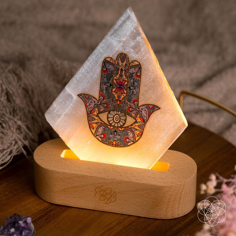 Selenite Hamsa Mood Lamp of Rejuvenation CI562 🪭