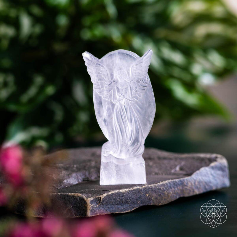 Angel Carving of Ascension, Clear Quartz, Personal Protector CI526A 🪽
