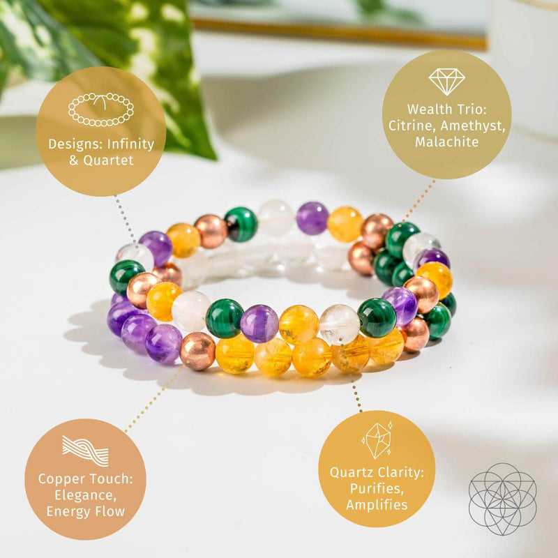 Powerhouse of Wealth Manifestation - Crystal Quartet Two Bracelet Set 🌼 CI541