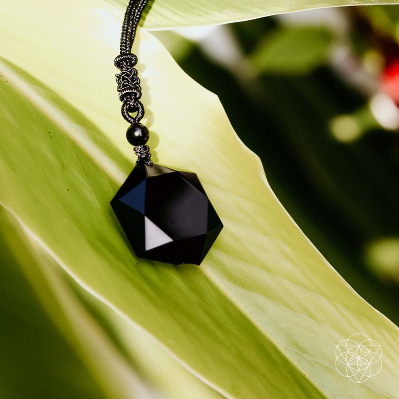 Premium Black Obsidian Talisman with matching Adjustable Cord L08X 💦