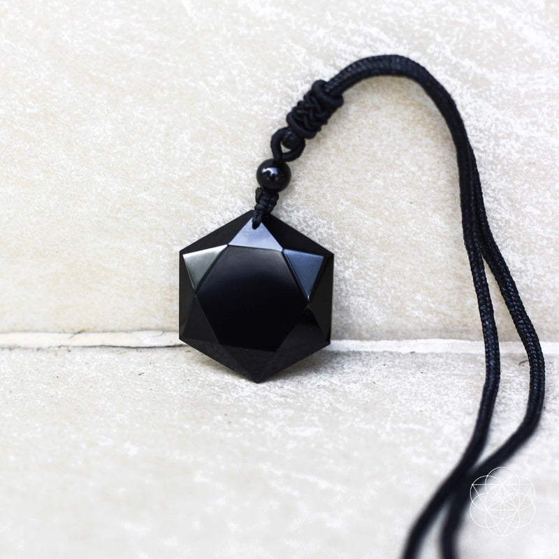Premium Black Obsidian Talisman with matching Adjustable Cord L08X 💦