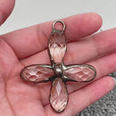 Clear Glass and Copper 2" Cross Charm FB2795 ❤️💚❤️