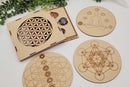Chakra Carved Heart Wood Box Flower of Life, or Oval Palm Stone Symbol Collection FB2501 💙