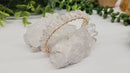 Clear Quartz Polished Beads, White or Yellow Gold Overlay  Cuff / Bangle Bracelet  FB3430