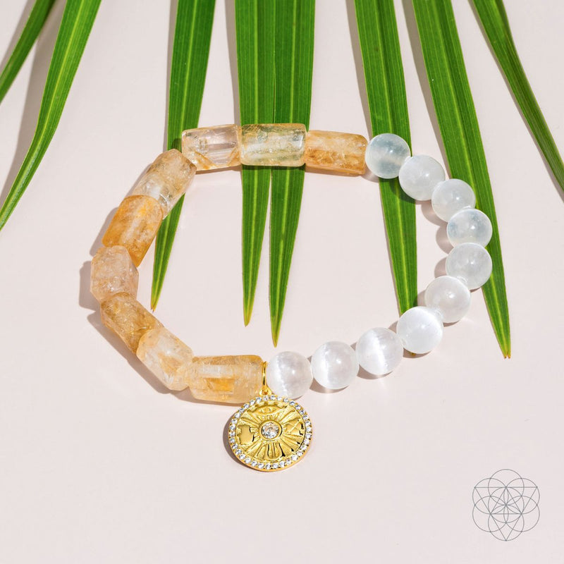 Quartet of Luck - Citrine & Selenite Bracelet of Serendipity 🌟🩷🌟 CI506B