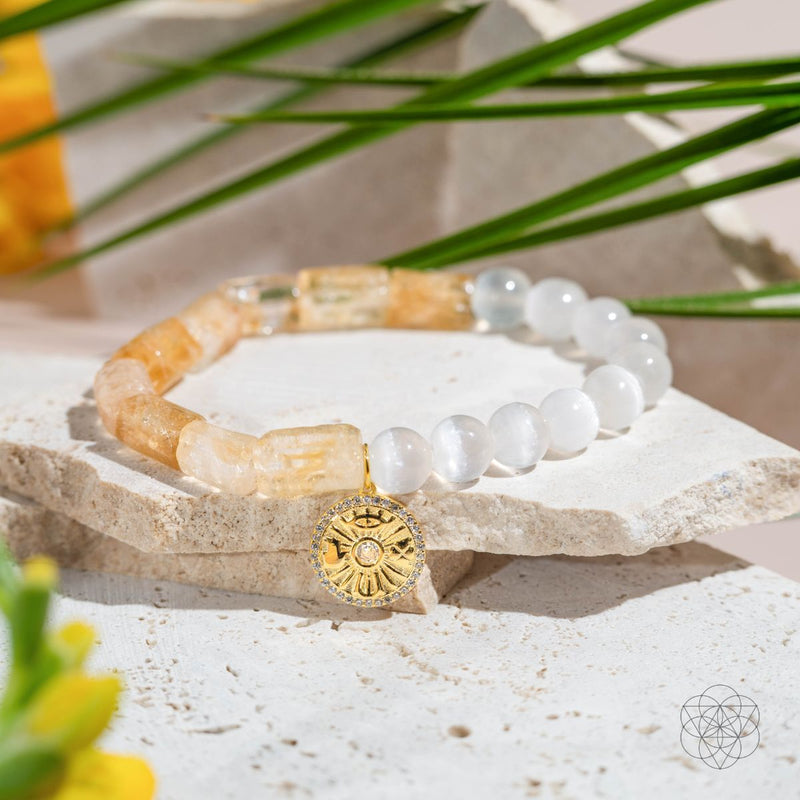 Quartet of Luck - Citrine & Selenite Bracelet of Serendipity 🌟🩷🌟 CI506B
