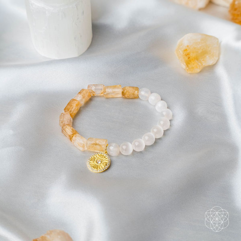 Quartet of Luck - Citrine & Selenite Bracelet of Serendipity 🌟🩷🌟 CI506B
