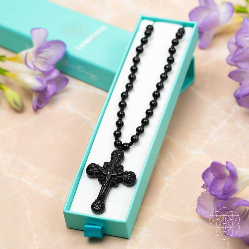 Black Obsidian Cross of Faith & Protection CI497 🌟