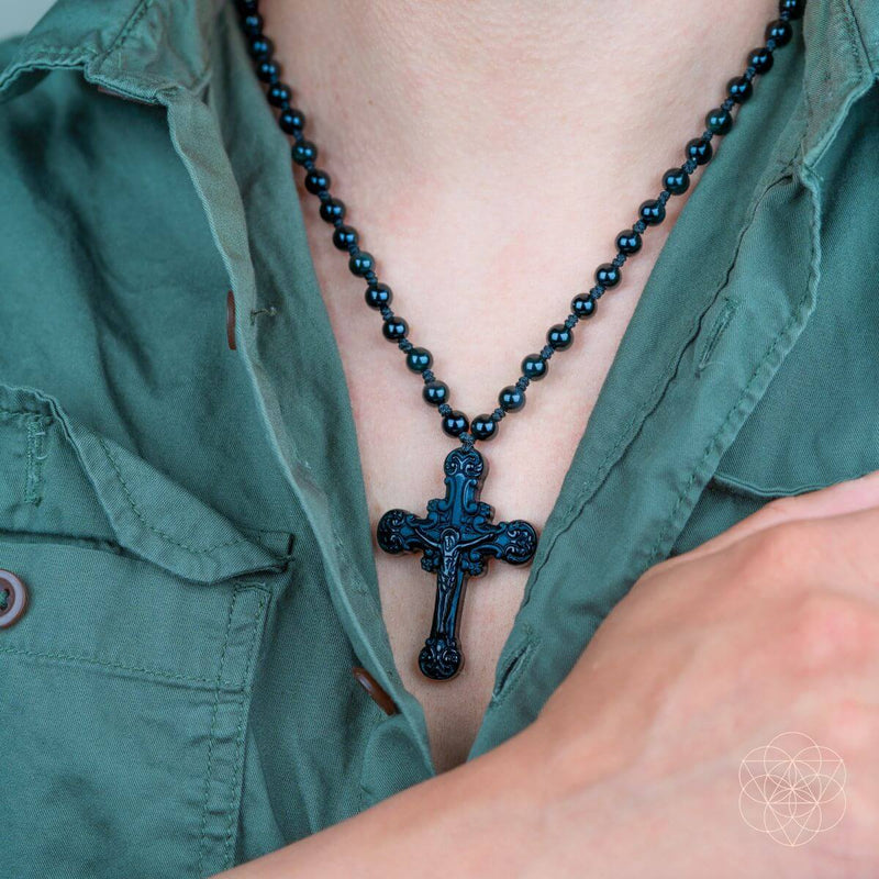 Black Obsidian Cross of Faith & Protection CI497 🌟