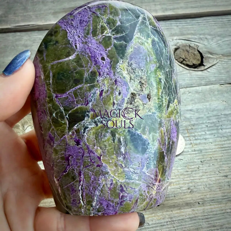 Stichtite with Serpentine Atlantisite Freeform – Barberton, South Africa 💜 SSF008