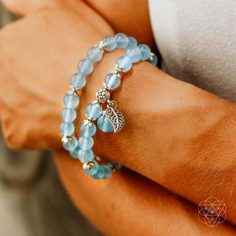 Chalcedony Elegant Calming Bracelet with Leaf Charm 7069638 💎
