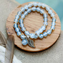 Chalcedony Elegant Calming Bracelet with Leaf Charm 7069638 💎