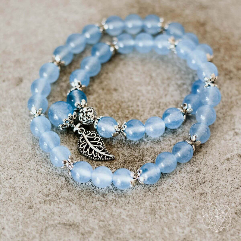 Chalcedony Elegant Calming Bracelet with Leaf Charm 7069638 💎