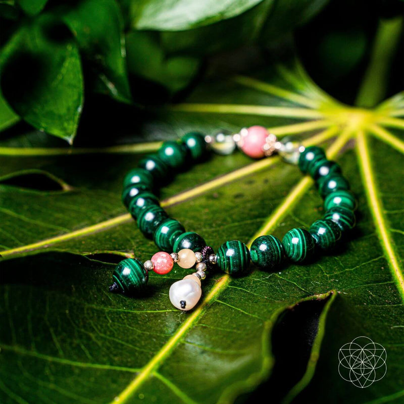 The Law of Attraction Bracelet - Malachite, Augite, Clear Quartz & Amber CI189R 🩷