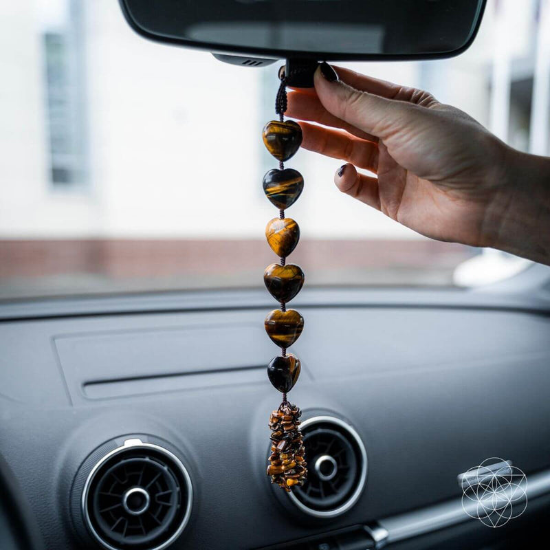 Gold Tiger Eye Heart & Stone Chips Protection Tassel CI358 💛