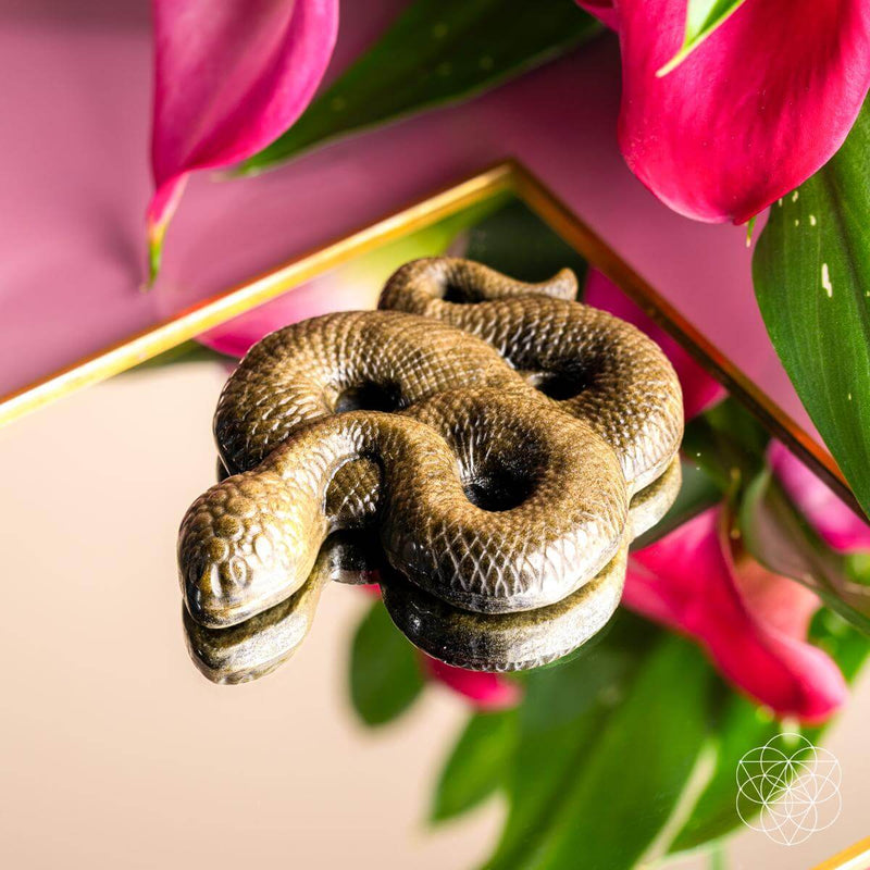 Gold Sheen Black Obsidian Snake Serpent Totem / Spirit Animal 🐍 CI593