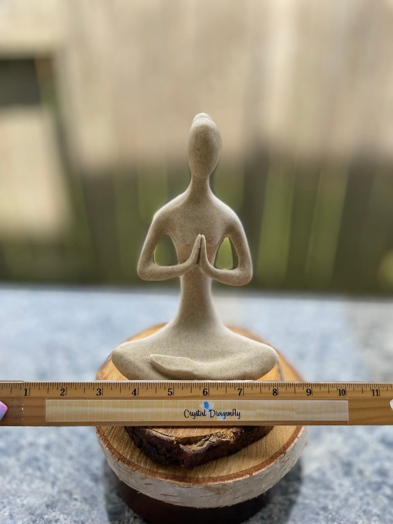 Yoga Lady Figurine in Meditative Prayer, Sandstone FB1236
