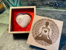 Amethyst, Rose Quartz or Clear Quartz Heart with Embossed Wood Box, Powerful Healing - Stress Relief FB2647