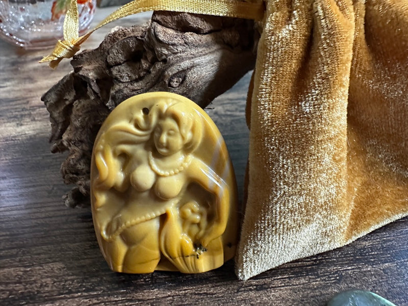 Carved Jasper Mermaid / Goddess Labradorite Heart Collection FB2025