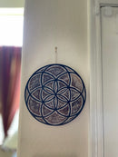 Wood Seed of LIfe or Tree of Life Plaque / Crystal Grid Base from Bali FB2543
