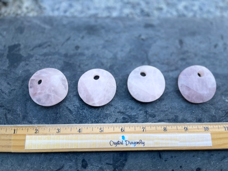 Rose Quartz Large Round Faceted Cabochon with Large Hole for Pendant FB2516