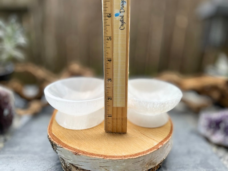 Selenite Carved Pedestal Bowls, strong vibration, Angelic Realm FB1513