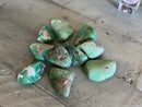 Tumbled Chrysoprase for homesickness, inspiration, shielding; FB1653