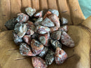 Tumbled Leopardskin Jasper for animal bonding, vitality, and healing; FB1293
