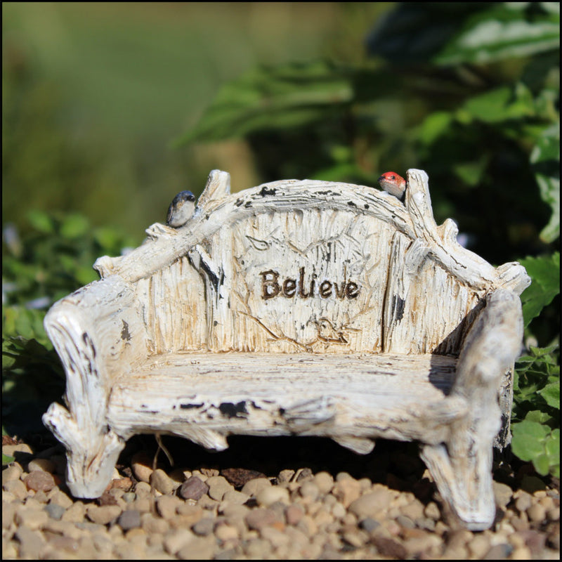 Fairy Garden / Miniature Accessories - Miniature  Believe Bench - FB1785