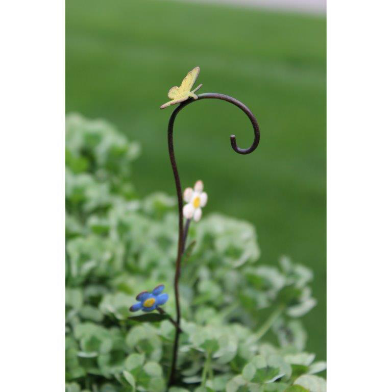 Fairy Garden Accessories - Mini Butterfly & Flowers Shepherd's Hook - FB9005