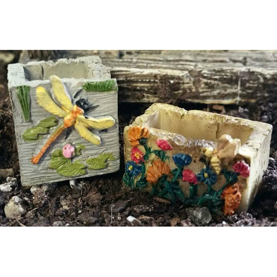 Fairy Garden Accessories - Mini Planters - Dragonfly - Set of 2 - FB9002