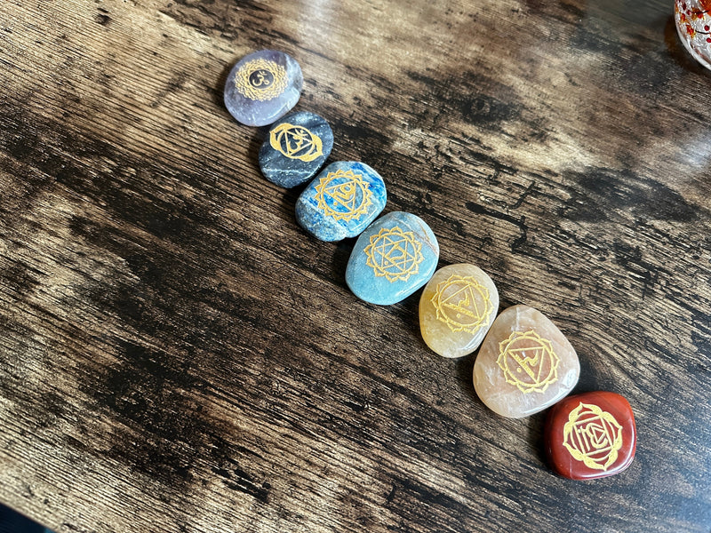 Chakra Engraved Soothing Stones, Assorted FB3277