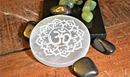 Selenite Etched Round Charging Plates / Bases for crystal grids and display FB1488