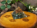 Copper & Gemstone Orgon / Orgonite Spiral Pyramid; FB2505